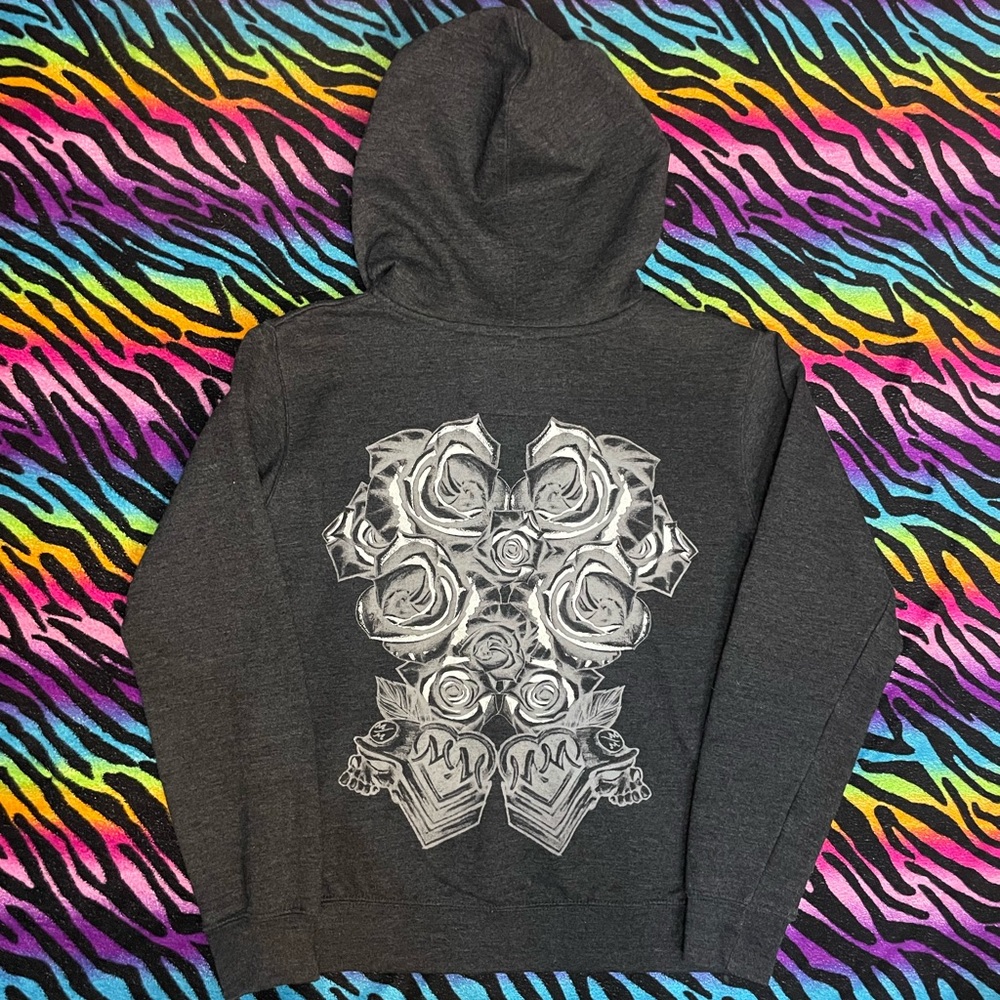 Metal Mulisha Womens Pullover Hoodie Black White Small Graphic Skull Wings Goth